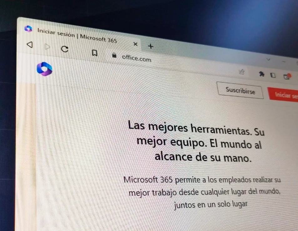 office365 en pantalla de bienvenida