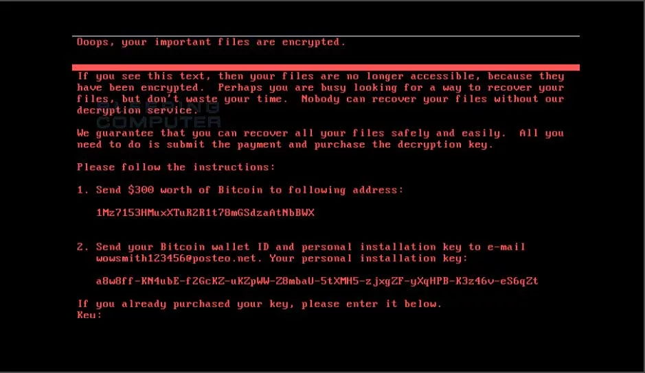 Pantalla Ransom de NotPetya